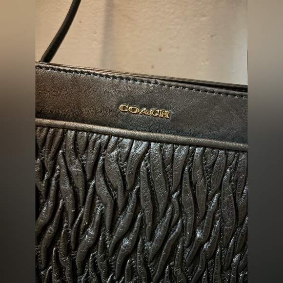 Coach Madison Gathered Twisted Black Satchel - Picture 3 of 9